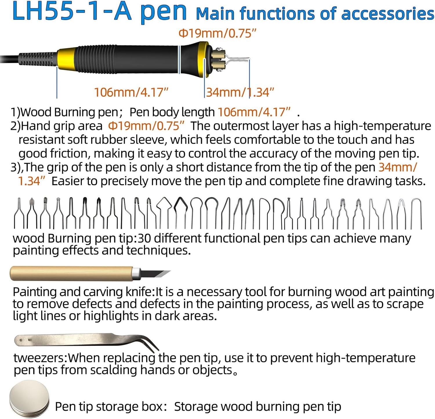 LH55-1 wood burning kit,wood burning tool,digitally adjustable temperature wood burner kit,professional wood burner tool kit for adults beginners craft,pyrography pen (LH55-A pen) - Crafty Corner