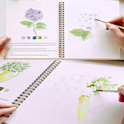 Watercolor Workbooks, Beginner Watercolor Painting Kit – 12 Colors Paint Set with Brush - Crafty Corner