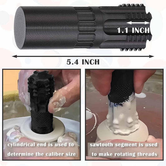 Pottery Clay Threading Making Kits, Clay Tap and Die Set for Jars and Lids Caps Thread (2 Inch Silk Black)