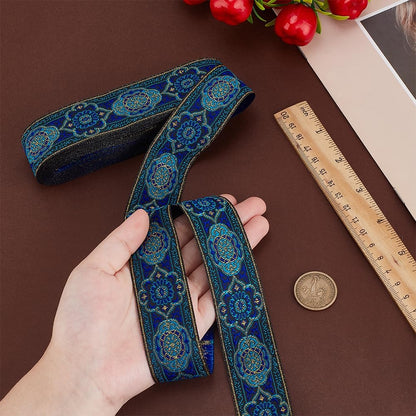 PH PandaHall 1.3 Inch Vintage Jacquard Ribbon, 7 Yards Emobridered Woven Ribbon Boho Fabric Sewing Woven Ribbon Persian Floral Trim Fringe Decor Trim for Ramadan Clothing Embellishment Decoration - Crafty Corner