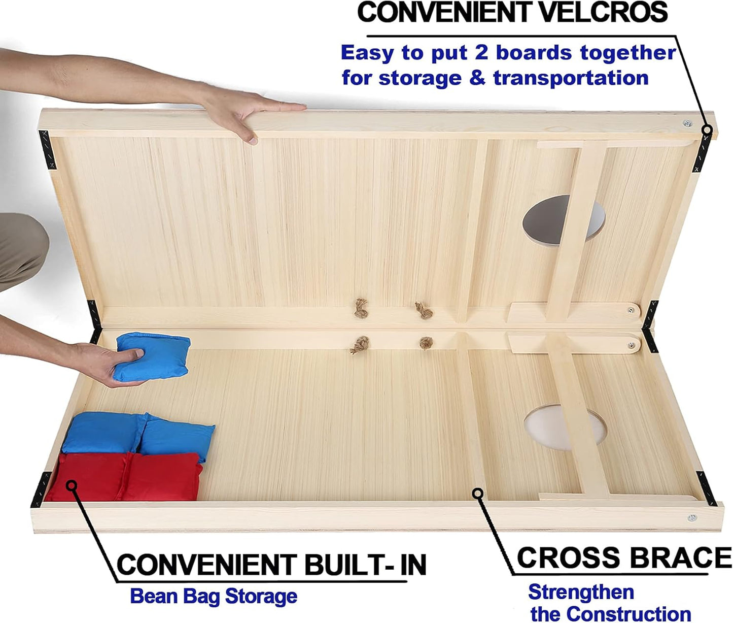 Solid Wood Vintage Cornhole Game Set, Two 4'x2'Cornhole Boards, 8 Cornhole Bags for Indoor and Outdoor Toss Games Competitions, Tournaments