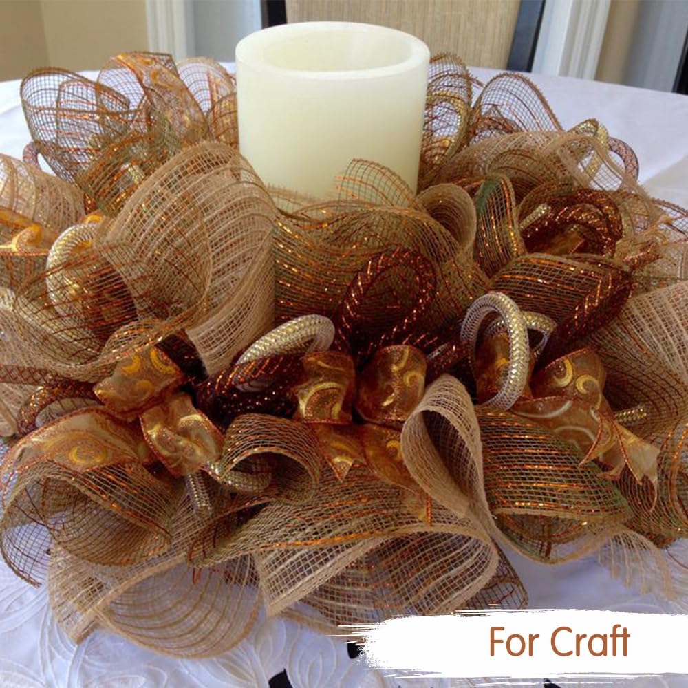 TONIFUL 2 Rolls 10 Inch Burlap Natural Decorative Mesh Ribbon Rolls, Perfect for Wreaths, Swags, Christmas Trees, Home Decoration, and Creative Crafts - Crafty Corner