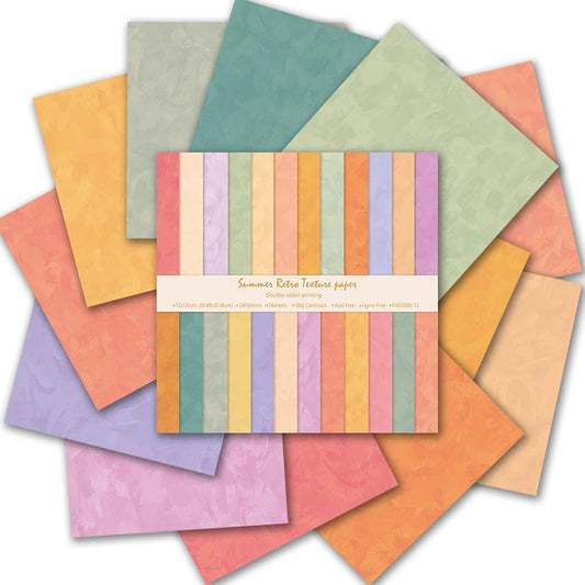 Scrapbook Paper 12x12 Solid Colors, 24 Sheets/24 Designs Double-Sided Colorful Summer Style Scrapbook Paper Pad, Decorative Paper for Junk Journals Greeting Cards Decoration (Summer, 12x12 in) - Crafty Corner