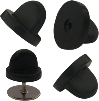 50pcs Rubber Pin Backs PVC Butterfly Clutch Enamel Lapel Pin Backings Cap Keepers Replacement for Uniform Badges Comfort Fit Tie Tack Pins Backing Holder Clasp, Black