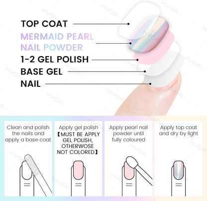 Ownest 4 Pcs Neon Chrome Nail Powder, Unicorn Chrome Nails Glitter Pigment, Aurora Iridescent Powder Pigment for Nails, Opal Pearl Mica Powders, Chameleon Pearl Manicure Pigment