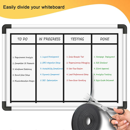 Magnetic Tape Roll Thin Strip, 1/5 Inch x 33 Feet Magnet Tape Line for Classroom Office, Magnetic Boarders for Witeboard (Black)