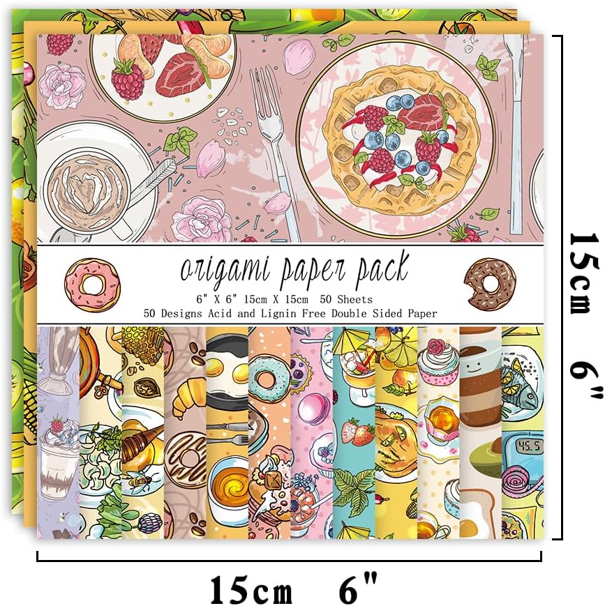 Origami Paper Kit 50 Sheets 70GSM 6 Inch Square Double Sided Color 50 Vivid Japanese Washi Chiyo Colors for Hand Crafts Origami Paper Arts Creativity.Dessert - Crafty Corner