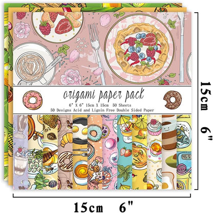 Origami Paper Kit 50 Sheets 70GSM 6 Inch Square Double Sided Color 50 Vivid Japanese Washi Chiyo Colors for Hand Crafts Origami Paper Arts Creativity.Dessert - Crafty Corner