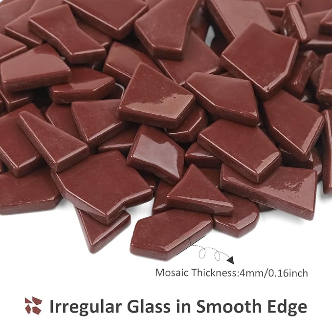 Youway Style Brown Glass Mosaic Tiles for Crafts Bulk,200g Broken Glass Pieces for Spring Mosaic Art Crafts,Garden Mosaic Supplies