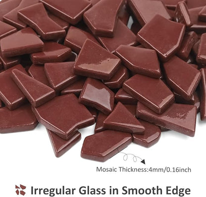 Youway Style Brown Glass Mosaic Tiles for Crafts Bulk,200g Broken Glass Pieces for Spring Mosaic Art Crafts,Garden Mosaic Supplies