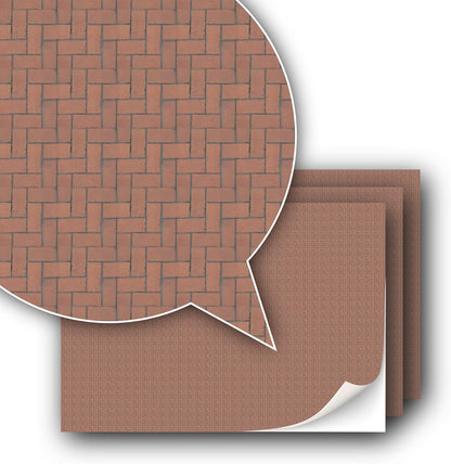 3 Sheets Self-Adhesive Decorative Film Paving Stones and Surfaces for Model Making in Scale 1:87 Scale H0 (UK: 3.5 mm Scale) (Red Paving Stones Herringbone)