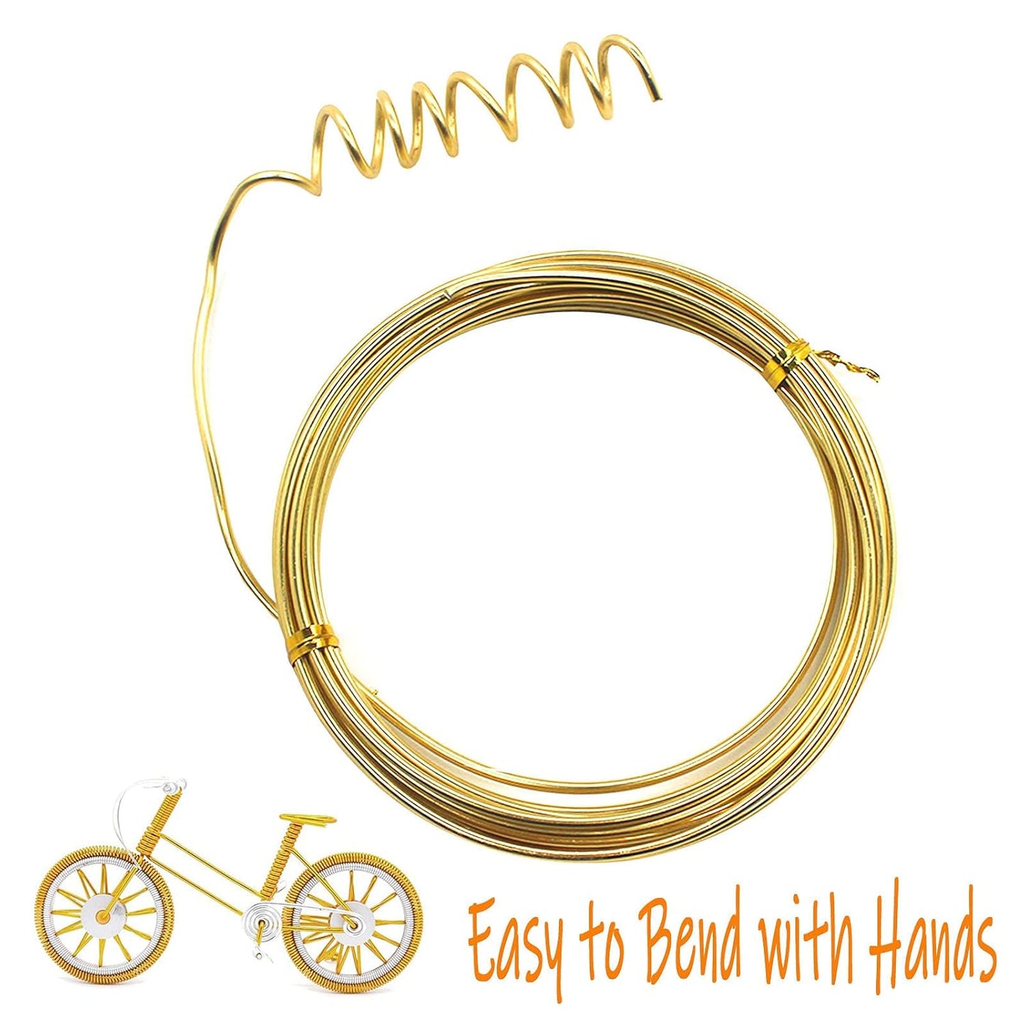 Cinvo 3 Rolls Craft Wire Jewelry Beading Wire Flexible Aluminum Wire Tarnish Resistant for DIY Jewelry Craft Making (12 Gauge/2mm Thick, Silver, Gold and Rose Gold)