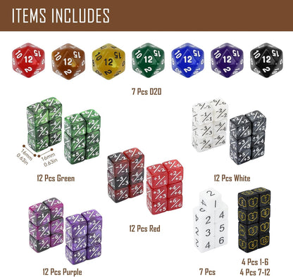 130PCS MTG Keyword Counters Tokens & MTG Life Counter Dice Set for Magic Card Accessories, Compatible with MTG CCG Card Gaming Accessories