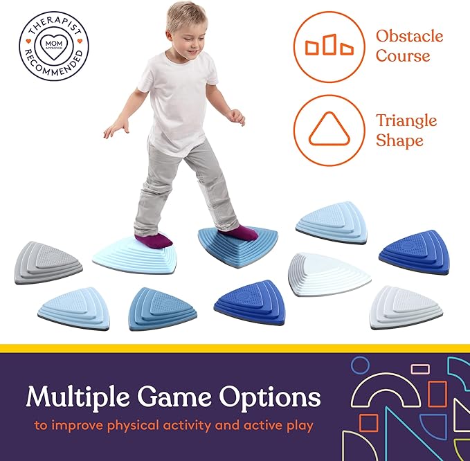 Special Supplies Stepping Stones for Kids Indoor and Outdoor Balance Blocks Promote Coordination, Balance Strength Child Safe Rubber, Non-Slip Edging