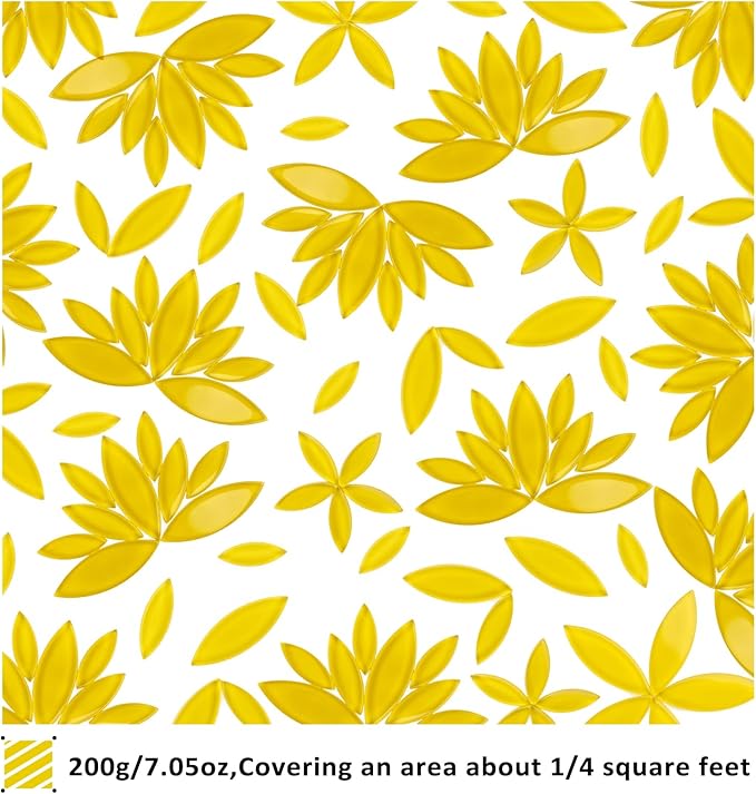 Youway Style Yellow Leaf Mosaic Tiles for Crafts Bulk,200g Petal Mosaic Glass Pieces,Flower Glass Tiles for Christmas Mosaic Decorations,Garden Mosaic Supplies Kit