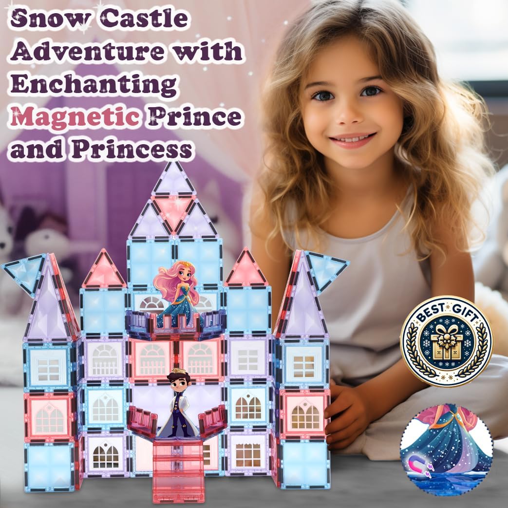 Frozen Magnetic Tiles 3 Year Old Girl Gifts 5 Year Old 4 Year Old Girl Birthday Gifts Princess Toys Magnet Tiles Building Blocks Castle Age 3 4 5 6 7 8 - Crafty Corner