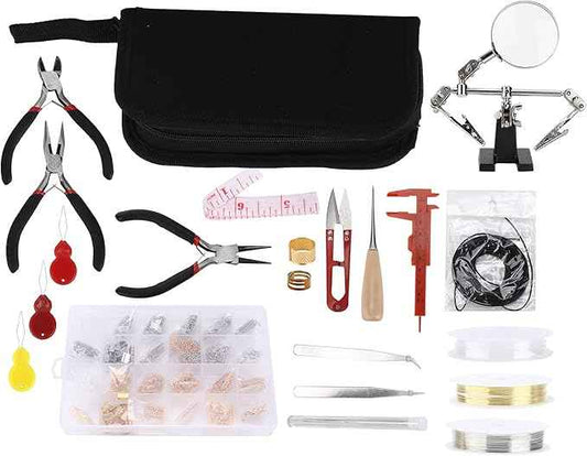 BOWUAI Jewelry Making Set with 3 Pliers, DIY Handicraft Accessories Kit, Open Ring Tool for Necklace Chain and Beaded Jewelry Repair, Includes Storage Bag and 200+ Pieces of Metal Finding