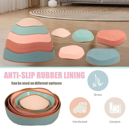 Fanboxk Stepping Stones for Kids,Non-Slip Toddler Sensory Stepping Stones for Promoting Toddler Balance Coordination Skills,Obstacle Courses Sensory Toys Outdoor or Indoor Play for Kids Age 3-8
