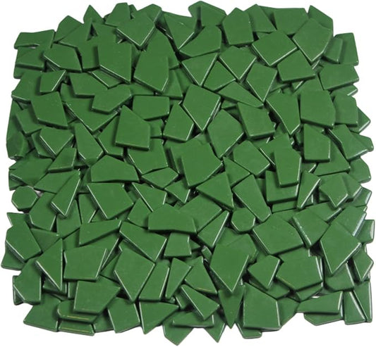 Irregular Glass Mosaic Tiles Bulk 500g Glossy and Iridescent Mosaic Glass Tiles for DIY Projects and Arts and Crafts Solid Colors and Mixes (Glossy Dark Green)