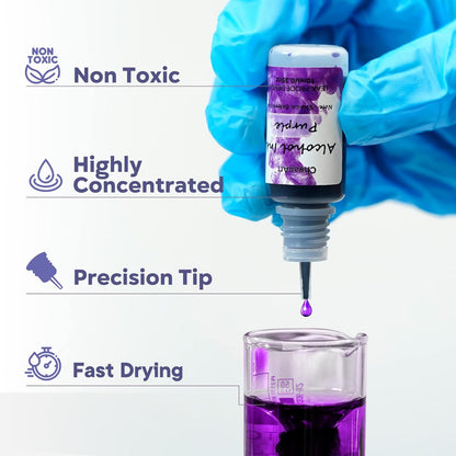 CHEAPART Alcohol Ink Set 24 Vibrant Colors Resin Dye High Concentrated Fast Drying Alcohol Based Epoxy Resin Pigment Resin Art Tumblers Coaster Acrylic Fluid Painting Crafts (24x10ml/0.35 fl oz)