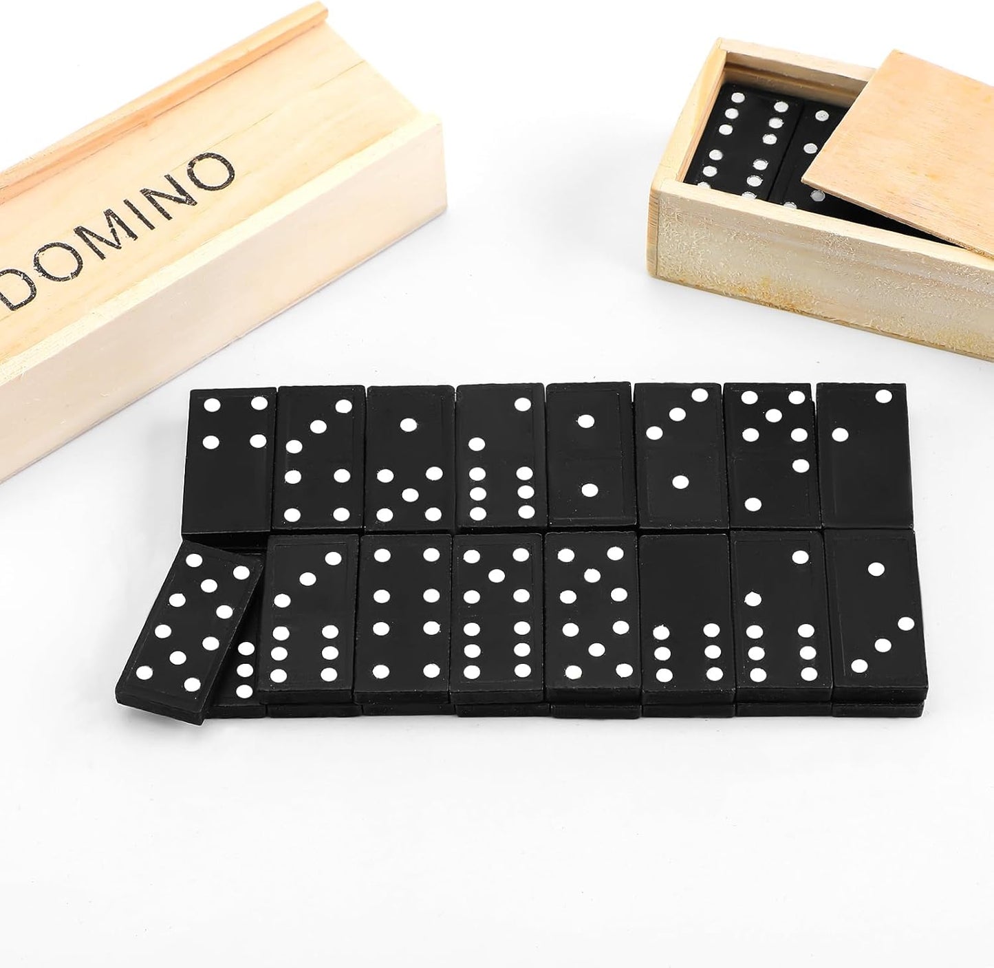 Hungdao 80 Pack Mini Dominos Set for Adults Bulk Double 6 Dominoes Wooden Miniature Classic Board Games Party Favor Travel Family Games Educational Toys with Wood Case Operation Christmas Item Gifts