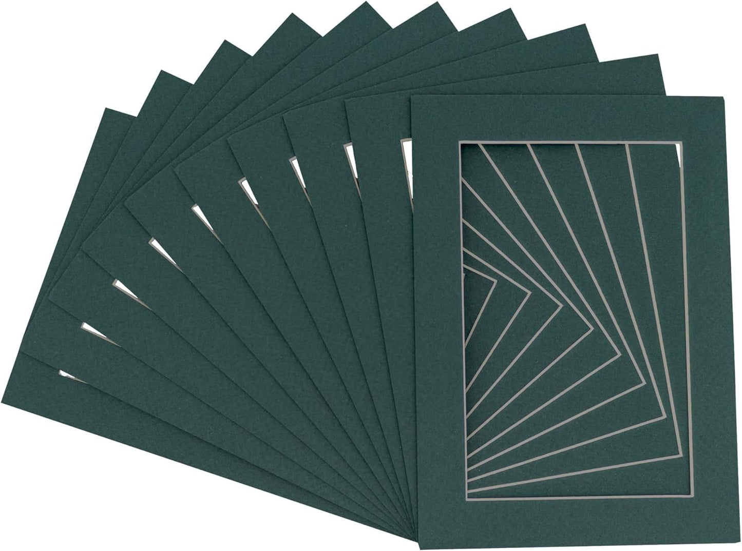 Pack of 25 Acid Free 11x14 Mats Bevel Cut for 8.5x11 Photos - Forest Green Precut Matboards For Pictures, Photos, Framing - 4-ply Thickness