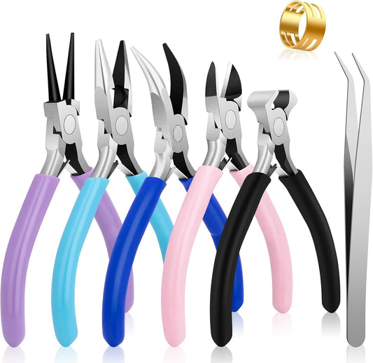 5 Pack Jewelry Pliers Tool Set, Includes Round, Chain, Needle, Bent & Zipper Pliers for Repair, Wire Wrapping & Crafts - Crafty Corner