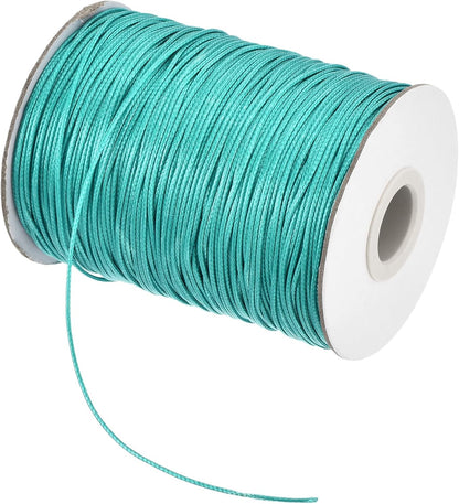 MECCANIXITY Waxed Cord 0.8mm Waxed Polyester Cord 175 Yard Wax String for Bracelet Making,Necklaces, Beading,Jewelry Making and DIY Crafts(Blue-Green)
