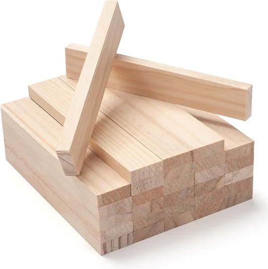 Wooden Dowels Wood Strips Slats for Crafts 3/8" × 1" × 6", 30 PCS Lumber Boards Flat Wood Dowel Rods Wooden Sticks for Crafting, Unfinished Hardwood Sticks Trim for Woodworking, Model Making