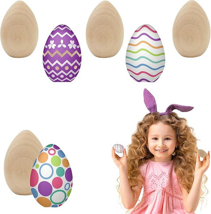 Small Smooth Unpainted Natural Stand-Up Wooden Easter Eggs, Perfect for Easter Crafts, Décor and Egg Hunts in Carton, 2.1" Inches (96-Pack)