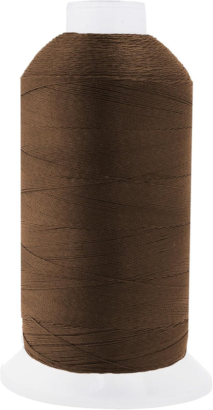 Mandala Crafts Dark Brown Heavy Duty Thread -1500 Yds Tex 90 Thread for Sewing Drapery Jeans Leather Hair - Bonded Polyester Outdoor Marine Upholstery