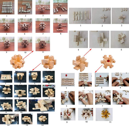 18 Pack Wooden Brain Teaser Puzzles Wooden Burr Puzzles Brain Teaser Puzzle with Gift Packing Box Magic Puzzle Games Toys for Kids and Adults by AHYUAN (Natural Wood)