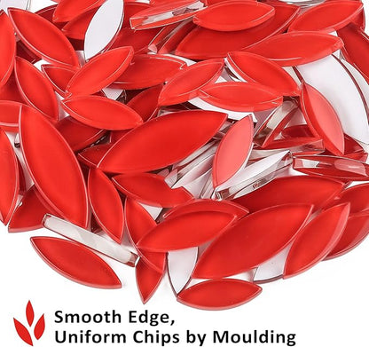 Youway Style Red Leaf Mosaic Tiles for Crafts Bulk,200g Petal Mosaic Glass Pieces,Flower Glass Tiles for Christmas Mosaic Decorations,Garden Mosaic Supplies Kit