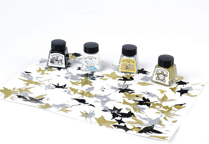 Winsor & Newton Collection Drawing Ink Set, Set of 4, Black, White, Metallic Tones - Crafty Corner