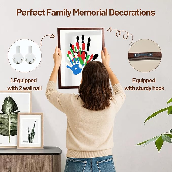 80S Family Handprint Kit, Handprint Art Craft DIY Kit, Baby Hand Print Gift for New Moms, Parents, Grandparents, 6 Safe, Non-Toxic Paints, Ideal for Mother's Day, Father's Day, Anniversary & More