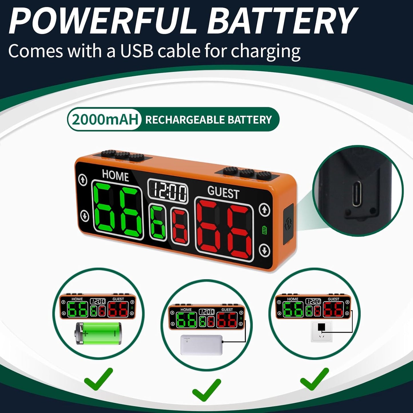 YZ Upgraded Digital Scoreboard with Timer, Mini Magnetic Electronic Scoreboard, LED Portable Scoreboard Basketball, Cornhole Score Keeper for Indoor&Outdoor Games