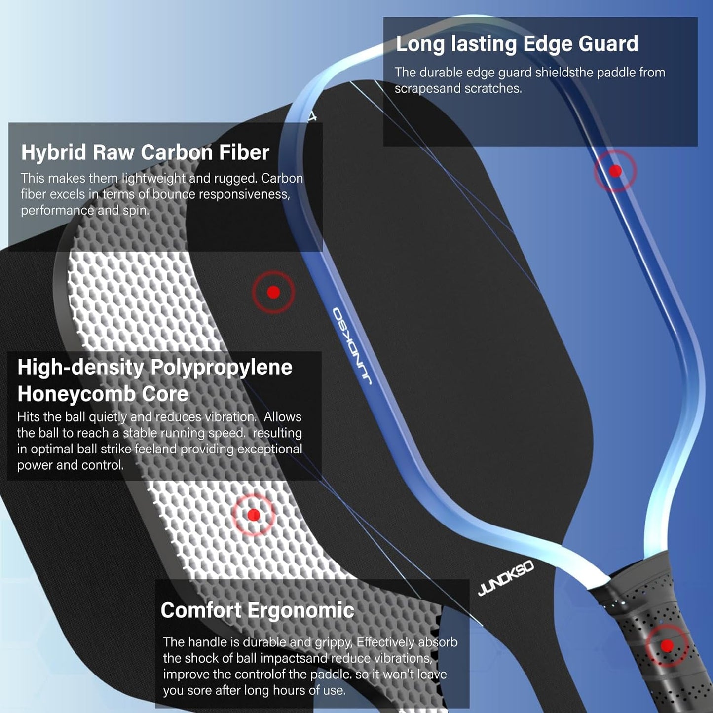 Pickleball Paddles Set of 2 - Graphite Carbon Fiber Pickle Ball Paddle Composite -USAPA Compliant Pro Pickle Racket -14mm Lightweight PP Honeycomb Core -Men's and Women's Outdoor Game Gift Set/Blue