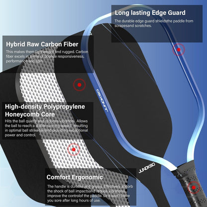 Pickleball Paddles Set of 2 - Graphite Carbon Fiber Pickle Ball Paddle Composite -USAPA Compliant Pro Pickle Racket -14mm Lightweight PP Honeycomb Core -Men's and Women's Outdoor Game Gift Set/Blue