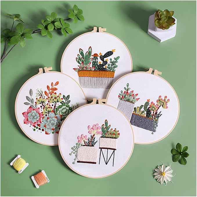 Act Iron Embroidery Starter Kit Leisure Life Series Starter for Adult Stamped Pattern with Instructions Crafts for Adults(C1)