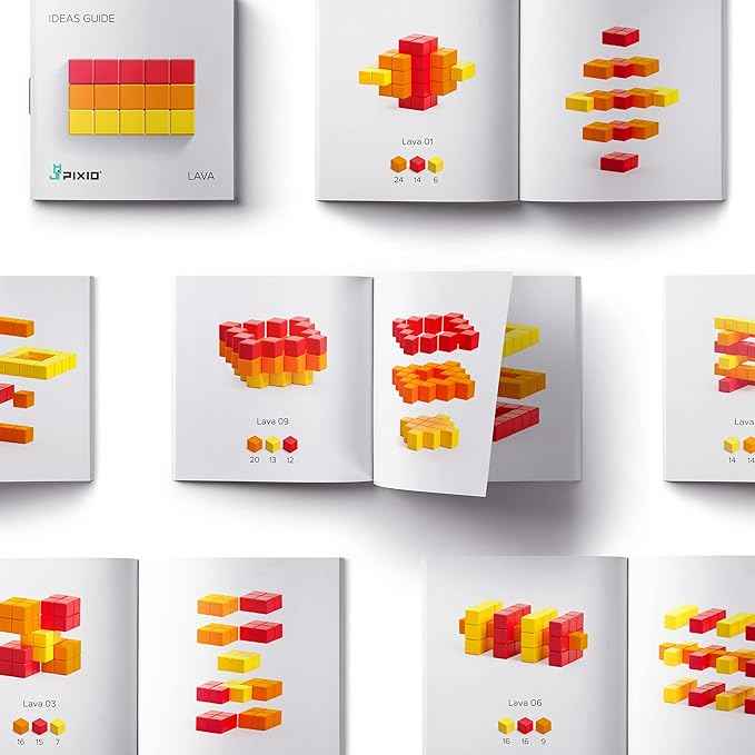 PIXIO Lava - Tiny Magnetic Blocks Building Toy in The Pixel Art Style with Free App - 5/16" Plastic Cubes with 6 Magnets Inside - Open Ended Toy - Creativity Toy for Ages 6+ - 60pcs