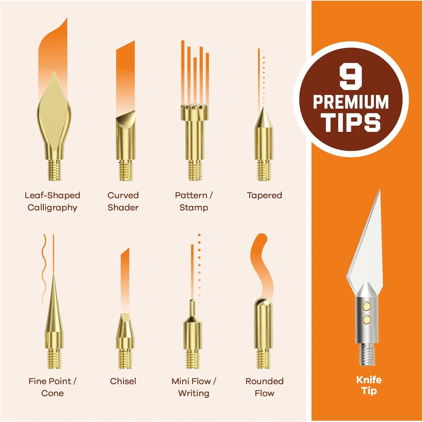 Craft Culture Wood Burning Tool Pen - Craft Burning Tools for Adults & Teens - Wood Burner Kit, Engraver, Carver, Pyrography, Woodburning - Includes 9 Premium Tips - Adjustable Temperature Control - Crafty Corner
