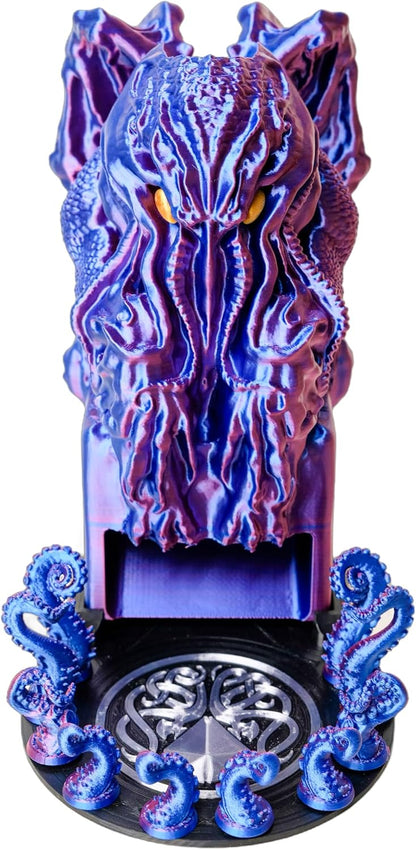 3D BEST Q Cthulhu DND D&D Dice Tower，3D Printed Compatible with Dungeons and Dragons, 28mm Miniature Wargaming, Tabletop RPGs, Wargame Scenery, Endless Deep Sea Series (Purple&Blue)