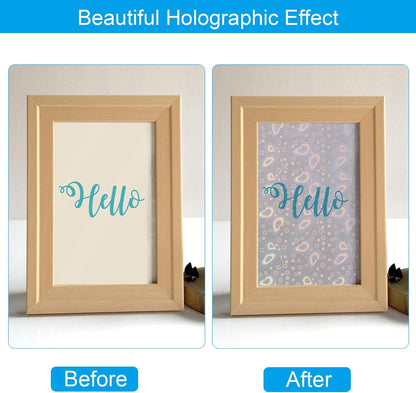 PATIKIL 11.7x8.3" Holographic Sticker Paper, 10Sheets A4 Polypropylene Self-adhesive Transparent Waterproof Laminate Overlay Film for Photo Cards Scrapbook Decorations, Butterfly
