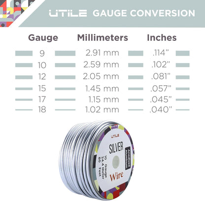 UTILE Armature Aluminum Wire 80 ft 10 Gauge 3.2 mm Anodized Craft Bendable Wire – Sculpting Metal Silver for Bonsai Trees, Clay, Crafts, Plants, Gardening, Beading and Jewelry Making (Silver)