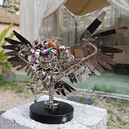3D Metal Puzzle for Adults, Steampunk Owl Model Kit with Goggles & Light | Mechanical Stainless Steel Animal Sculpture DIY Gift & Display (700+ PCS)