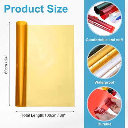 MECCANIXITY Iridescent Window Film,24" x 39" Iridescent Holographic PVC Fabric Dichroic Film Clear Vinyl Paper Roll for DIY Craft Gift Wrapping Bag Decoration,Gold