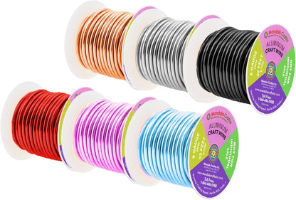 Mandala Crafts 8 Gauge Anodized Aluminum Craft Wire for Jewelry Making - 120 FT Colored Flexible Silver Copper Black Pink Ice Blue Red Wire - Bendable for Bonsai Armature Crafting Sculpting - Crafty Corner