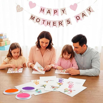 Beeveer 48 Sets Mother's Day Handprint Crafts DIY Religious Hand Keepsake Craft Gifts with Flower Stickers for Mom Dad Home Party Activities(Soft Colors)