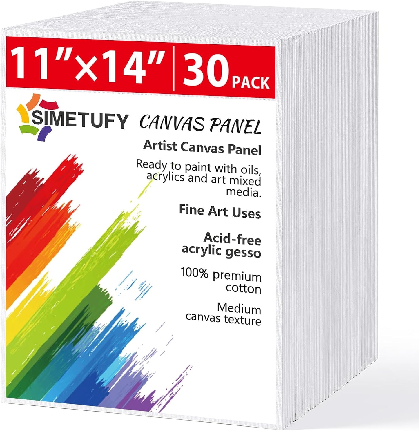 Simetufy 30 Pack Canvas Boards for Painting 11 x 14 inch, Blank Canvas Panels- Gesso Primed Acid-Free 100% Cotton for Acrylics Oil Watercolor Tempera Paints