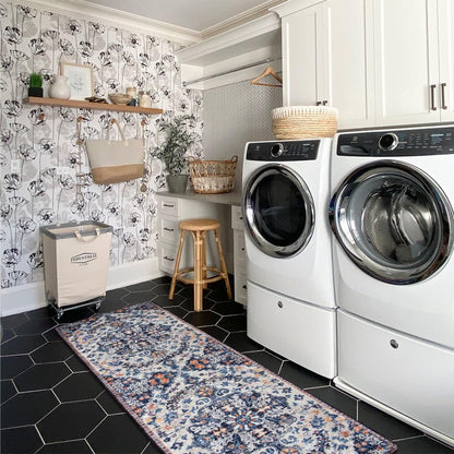 Lahome Runner Rugs for Hallway 2'8"x8', Kitchen Runner Rugs Non Skid Washable, Bohemian Non Shedding Low Pile Printed Indoor Throw Carpet Runners for Entryway Bathroom Laundry, Blue Purple/Multi